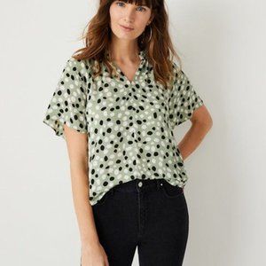 NWT Ann Taylor Womens Mixed Media Animal Print Top Size Small